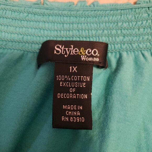 Style & Co Woman's Size Peasant Style Embroidered - Picture 5 of 8